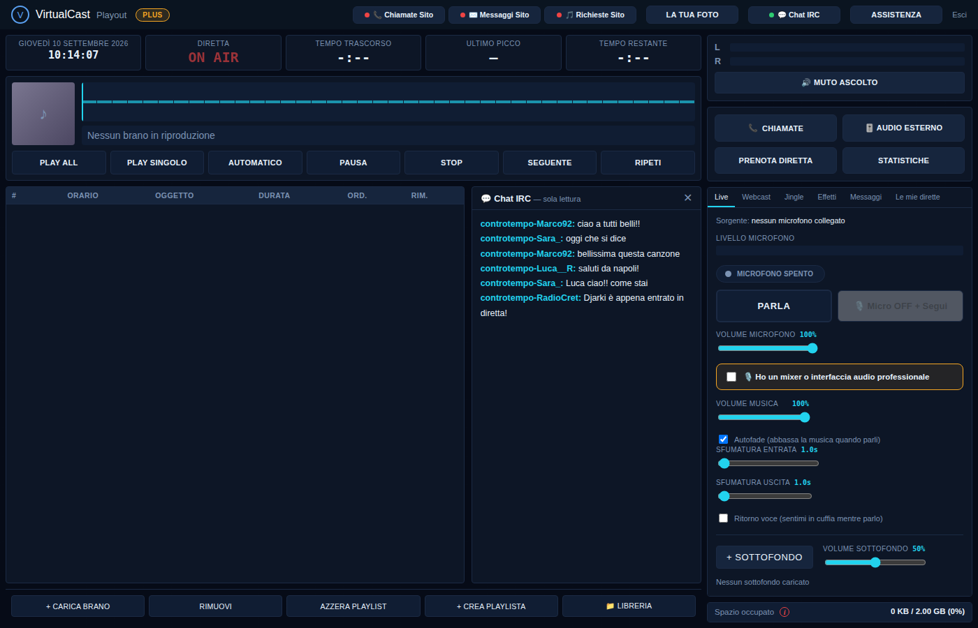Chat IRC dentro Playout